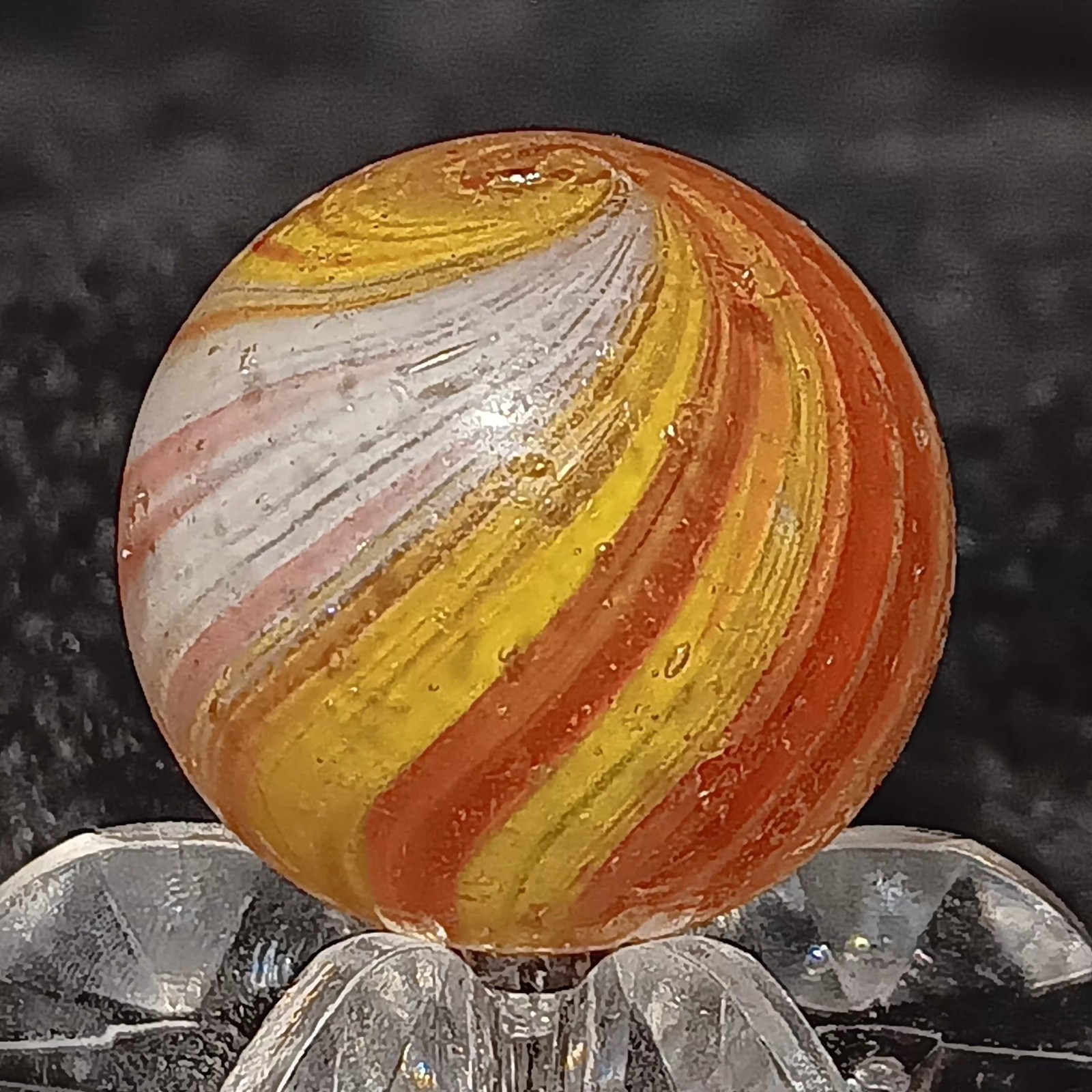 Antique German Handmade Onionskin Marble. .66″ Near Mint+. End Of Day Onionskin