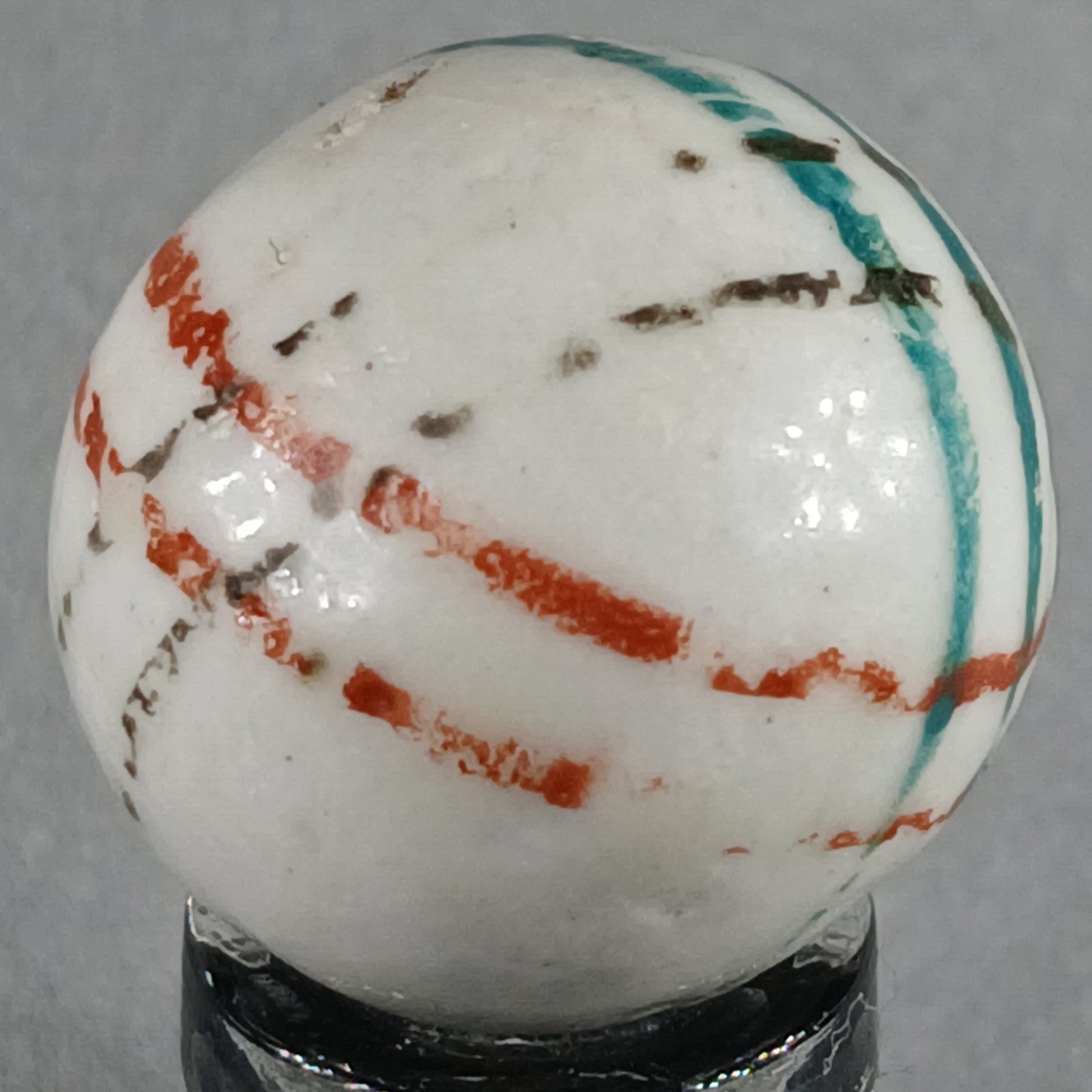 Vintage German Handmade China Glazed Lined Marble .67 Inches NM Condition