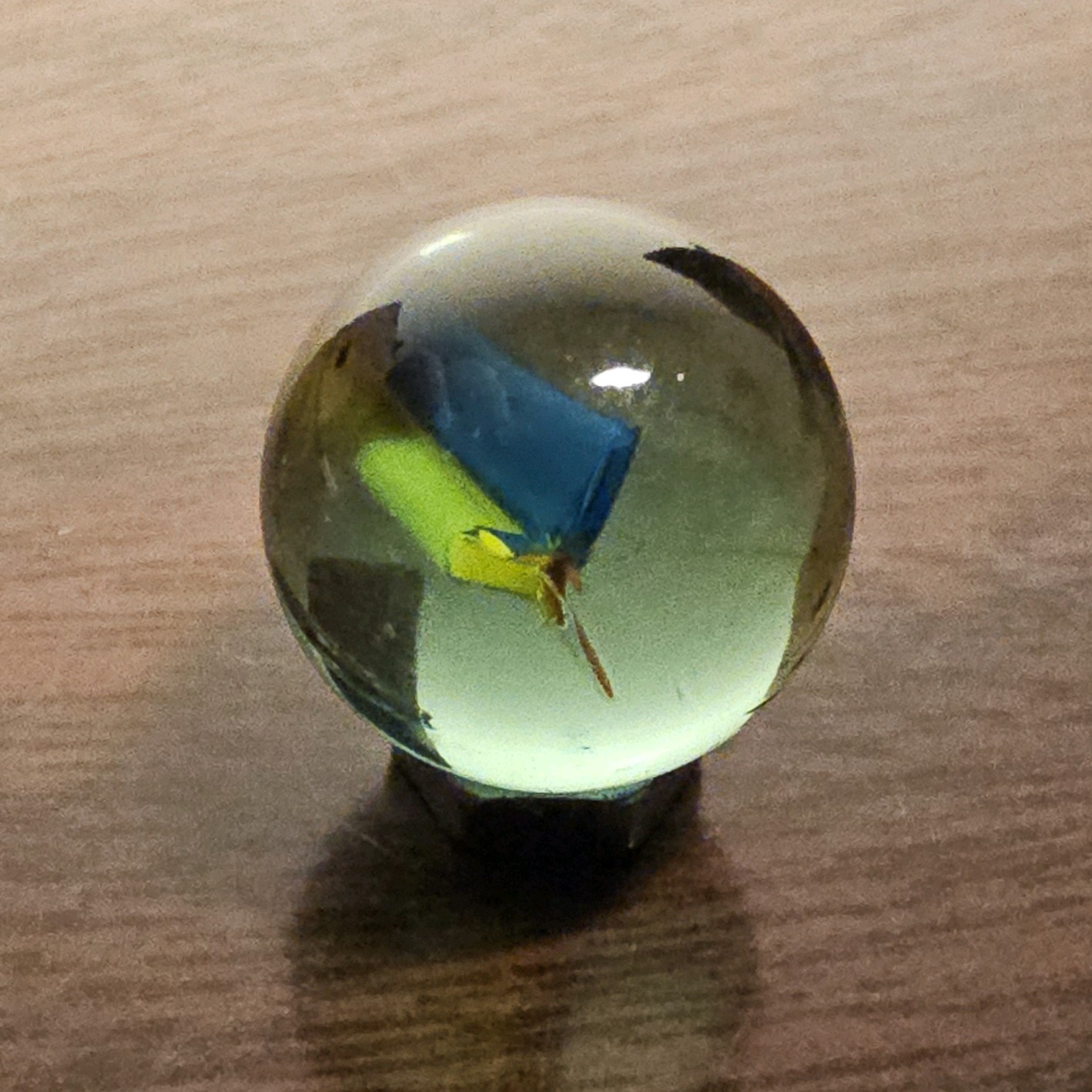 Vintage Blue Yellow Red Tri-color Banana .625 Dark Coke Glass Marble