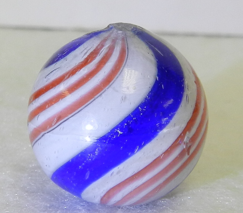 #17235m Large .80 Inches Vintage German Handmade Peppermint Swirl Marble