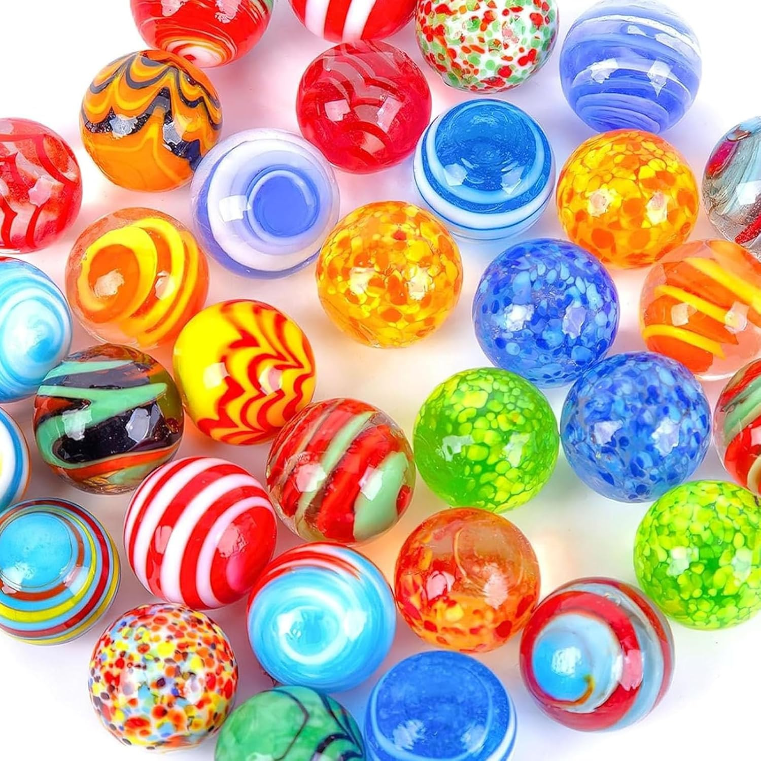 32PCS Glass Marbles Bulk, 16Mm/0.6Inch Handmade Colorful Assorted Marbles for…