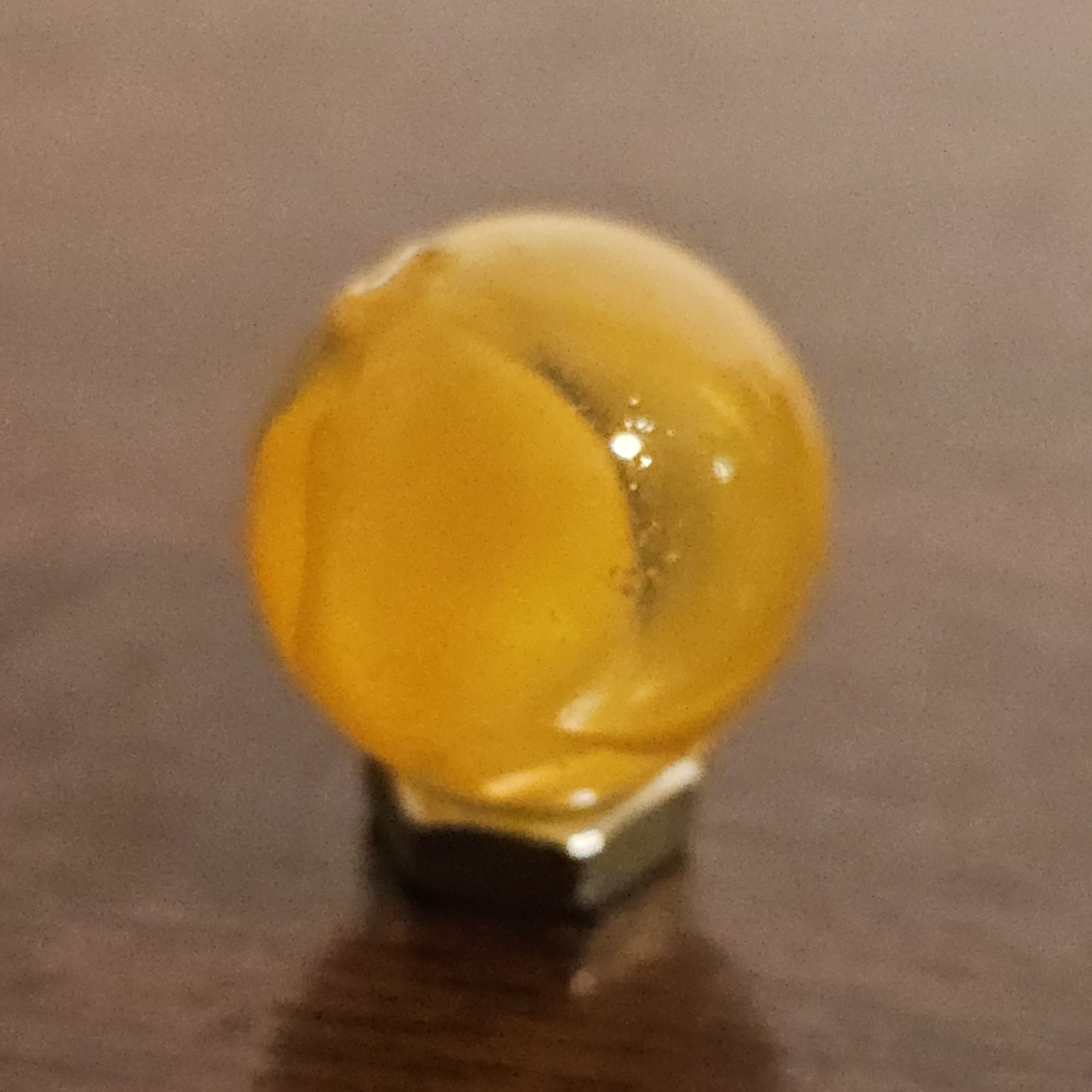 C E Bogard Orange Cadmium Glow 6 Lobe Cats Eye Clear Glass Marble