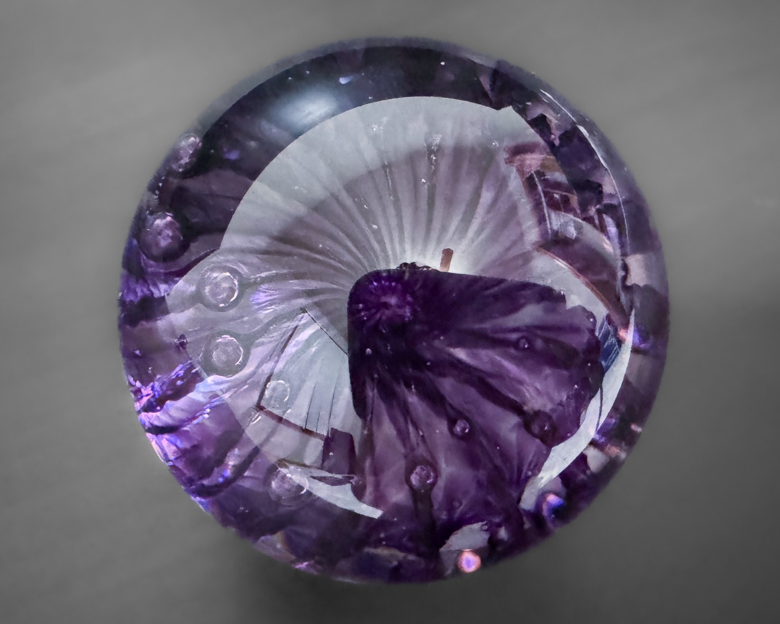 David P Salazar 1.8″ Purple Jellyfish Airtrap Handblown Art Glass Marble