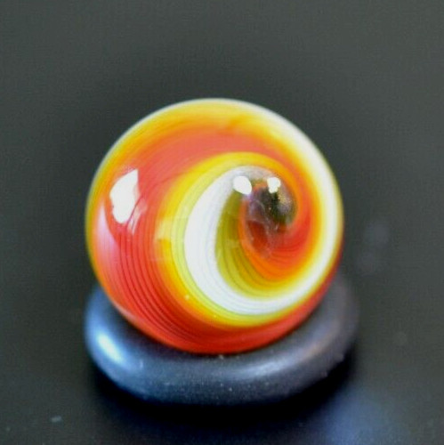 BRYAN TRILLAS GLASS MARBLE/.588″-BLACKLIGHT FIREBALL-SUNFLOWER,ORANGE,CHERRY,WHT