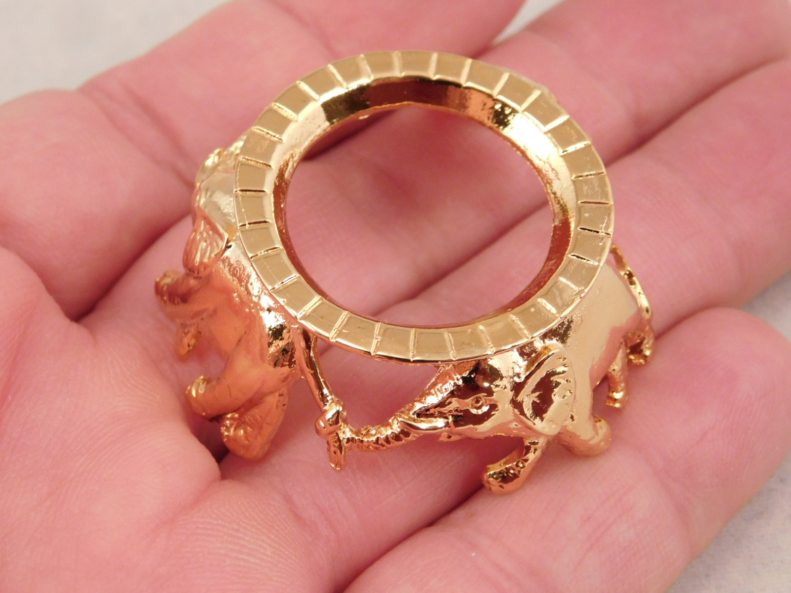 Sphere Display Stand ELEPHANT Design Small Size Gold Color