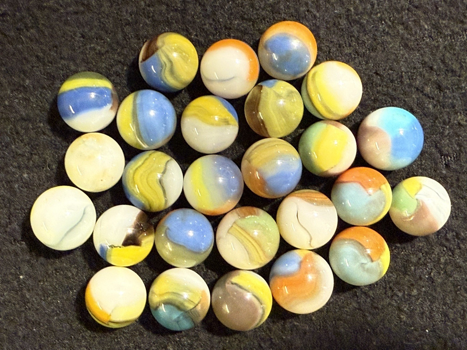 26 Vintage Vitro Tiger Eye Marbles 9/16 to 5/8” Mostly Mint | (21)