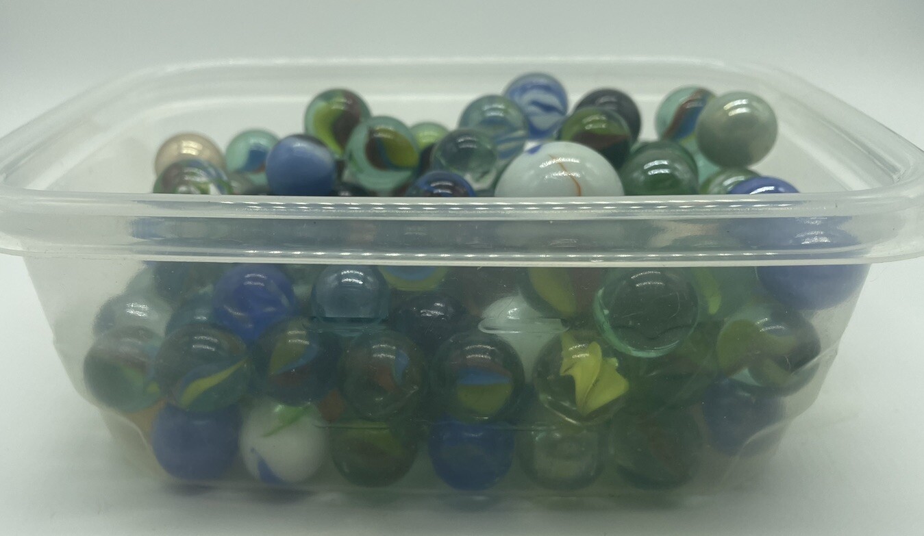 Lot of vintage cateye & other swirl glass marbles 1 Pound 11 Ounces