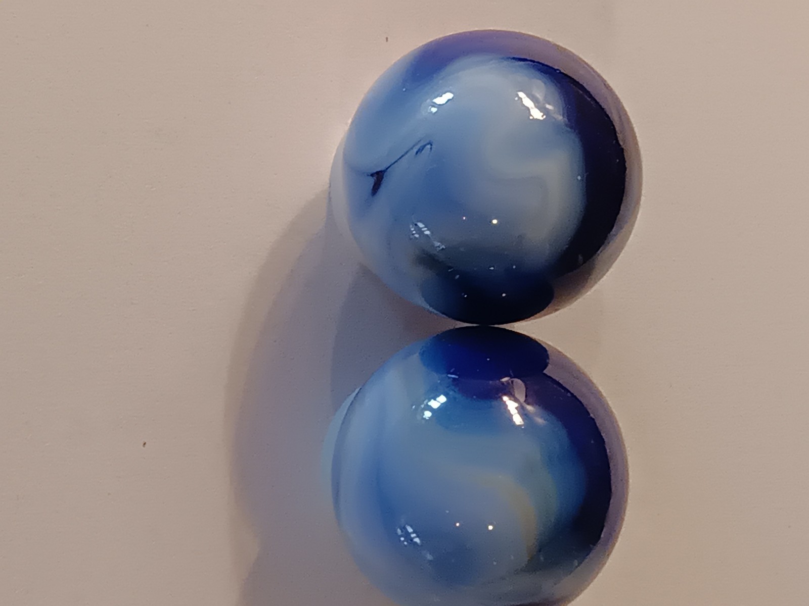 Blue Swirl Glass Toy Marbles Set of 2, Swirl Style, .94 inches each. Mint