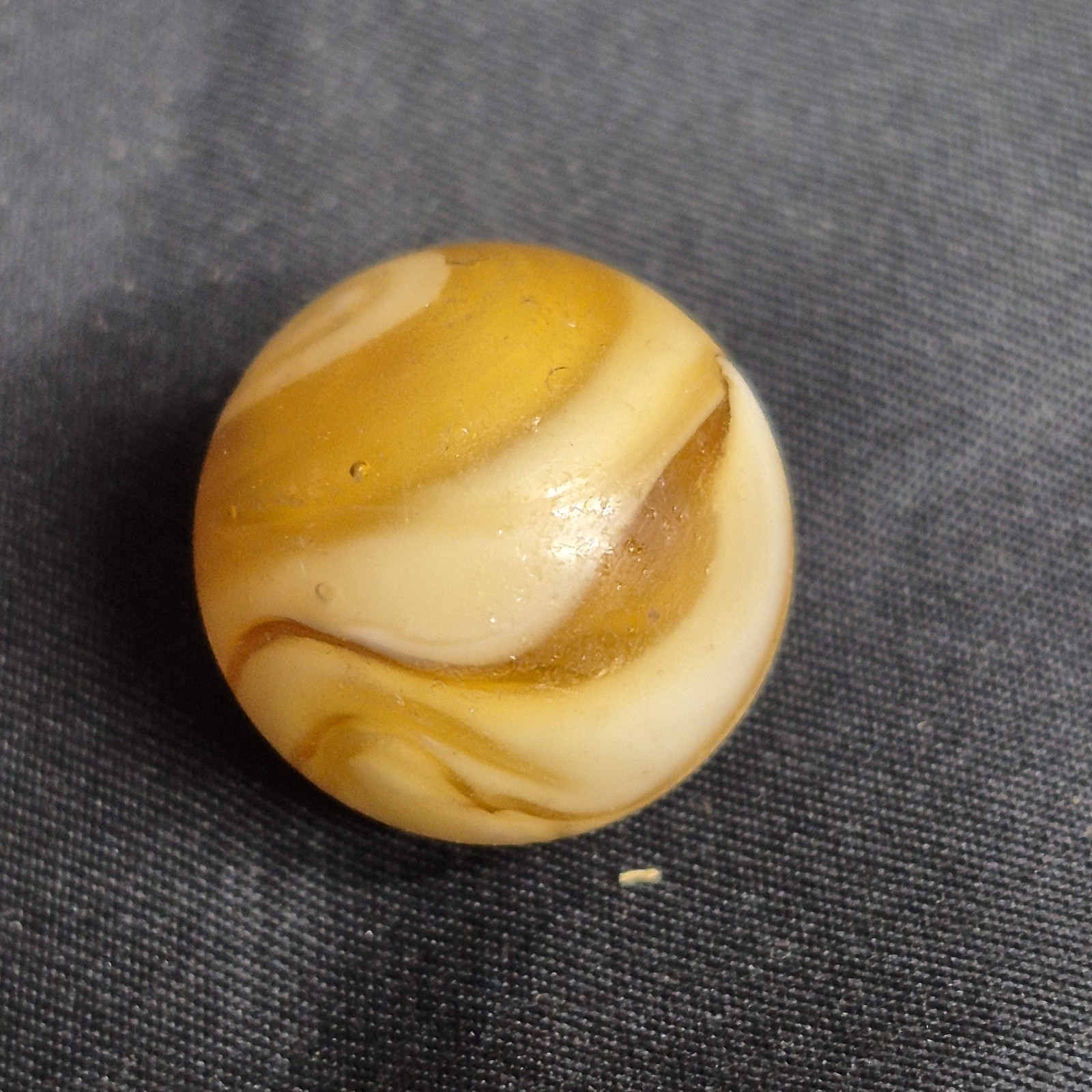 Vintage Amber White Slag Swirl Glass Marble 0.78″ Shooter Akro Agate Alley CAC