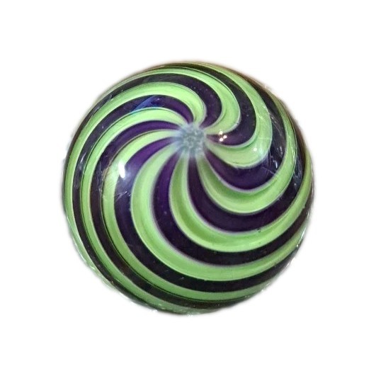 EDDIE SEESE Signed (FES) Handmade Glass Marble 1.25″-Lime Green/Purple