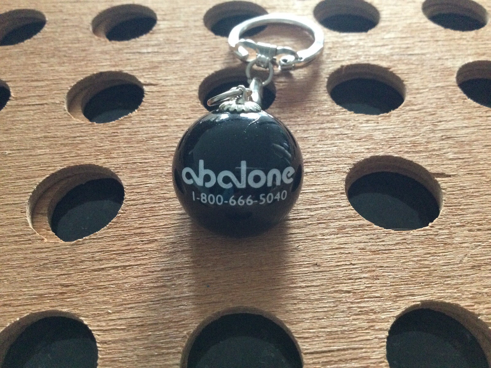 Vintage | “Abalone” | White Print on Black Marble Keychain