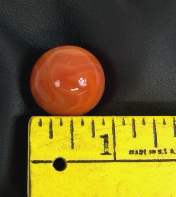 Vintage 7/8″ Large Shooter Marble Orange Red Slag Swirl Glass Akro Style
