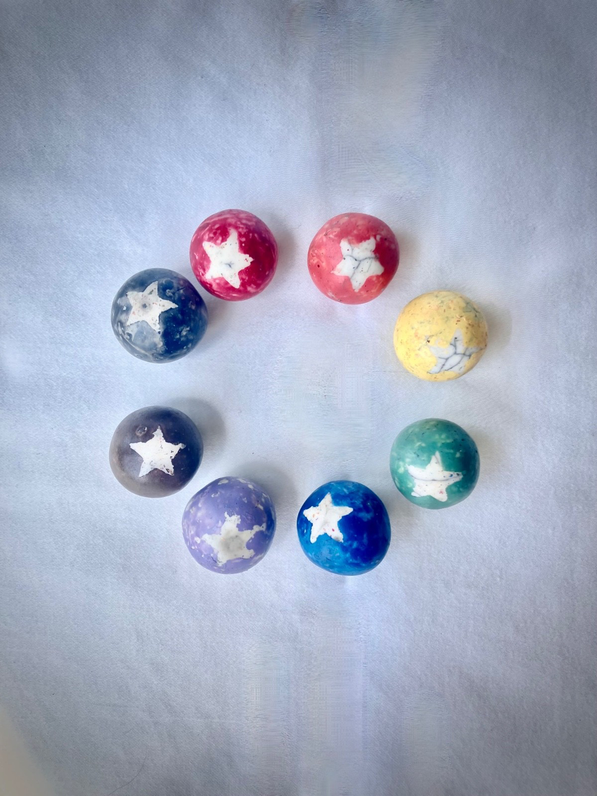 Antique Star Marbles Rainbow Colors 8 Shooters Lot + Protective Case (set #4)