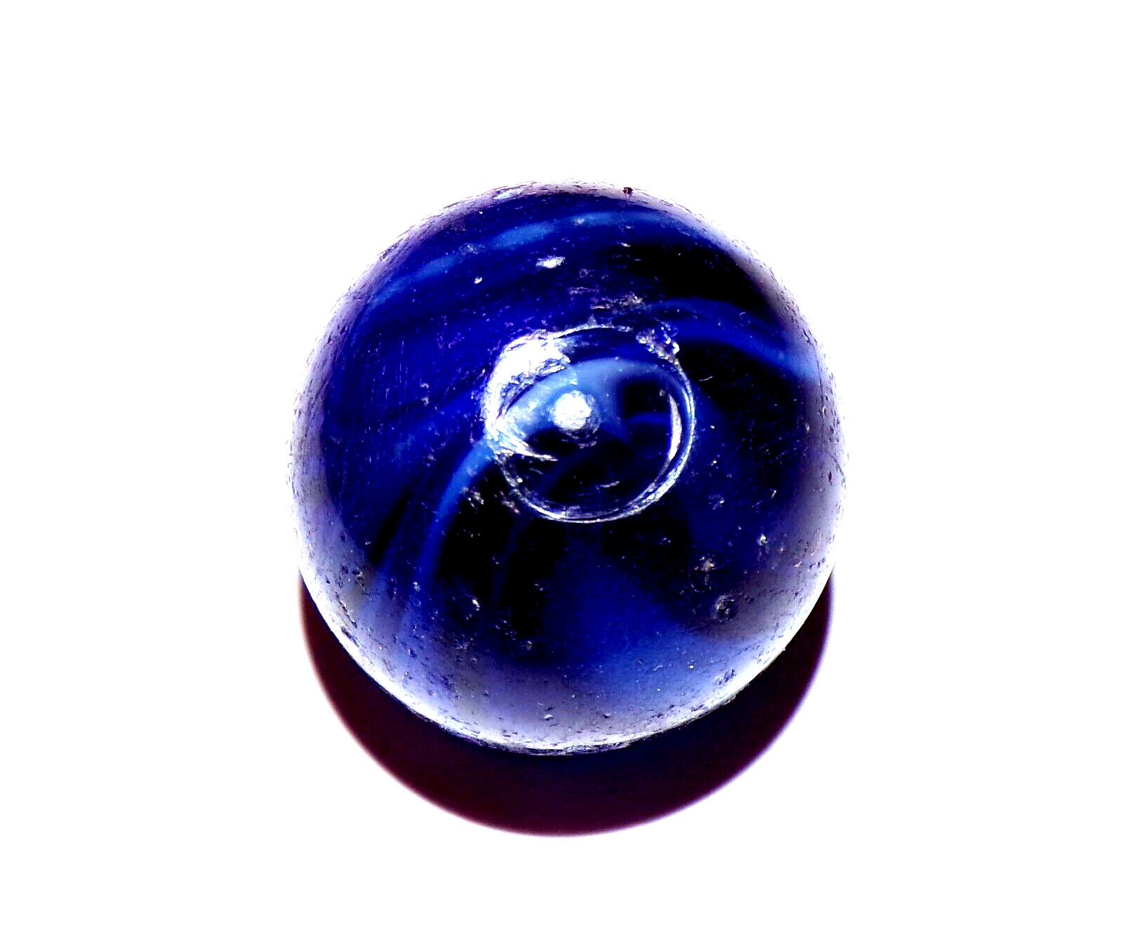 Vintage Translucent Blue Swirl or Slag Marble – .90″ – Unknown Maker