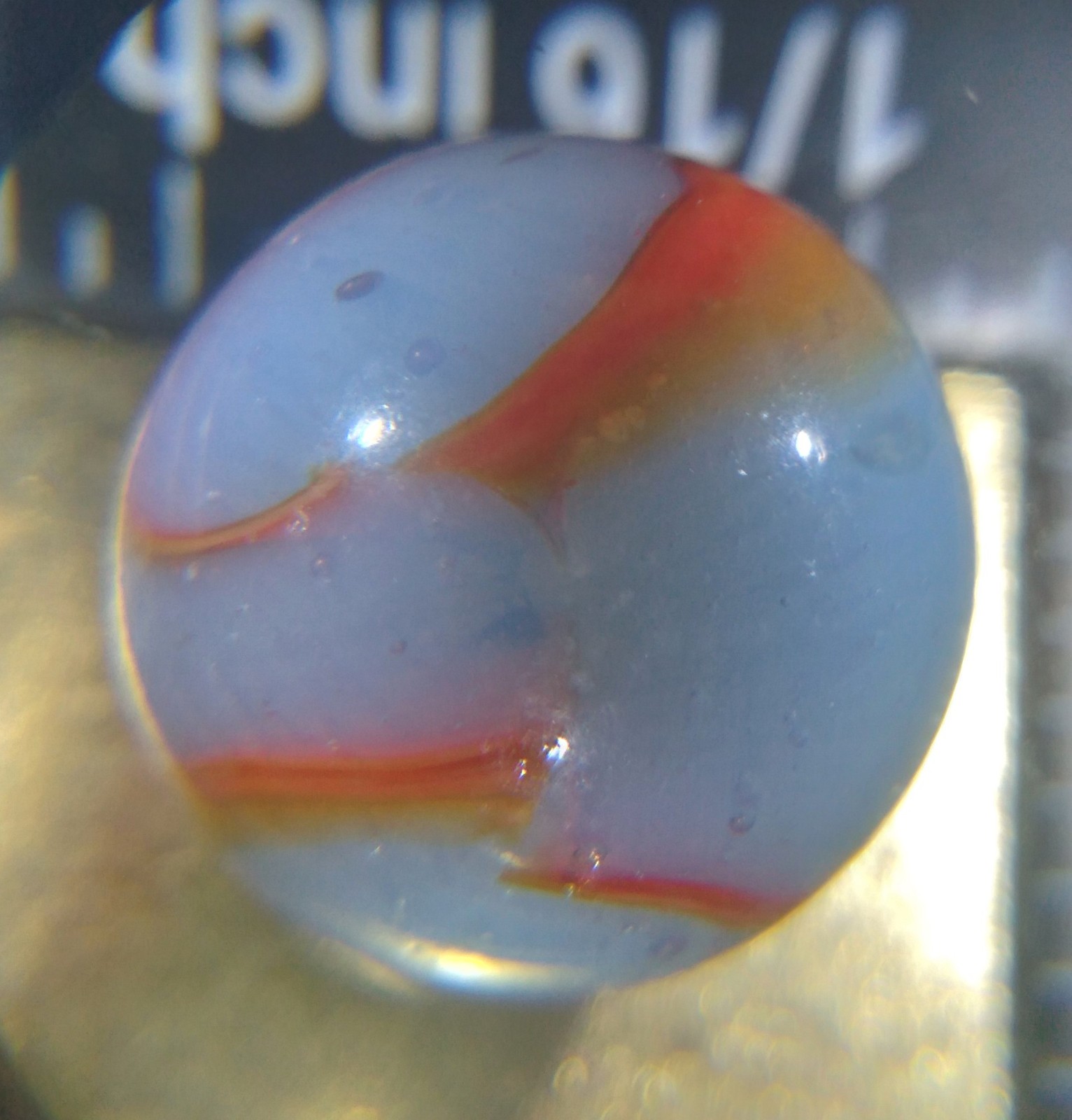 Vintage marbles .59 Antique Peltier NLR Kokomo Opal Rainbo