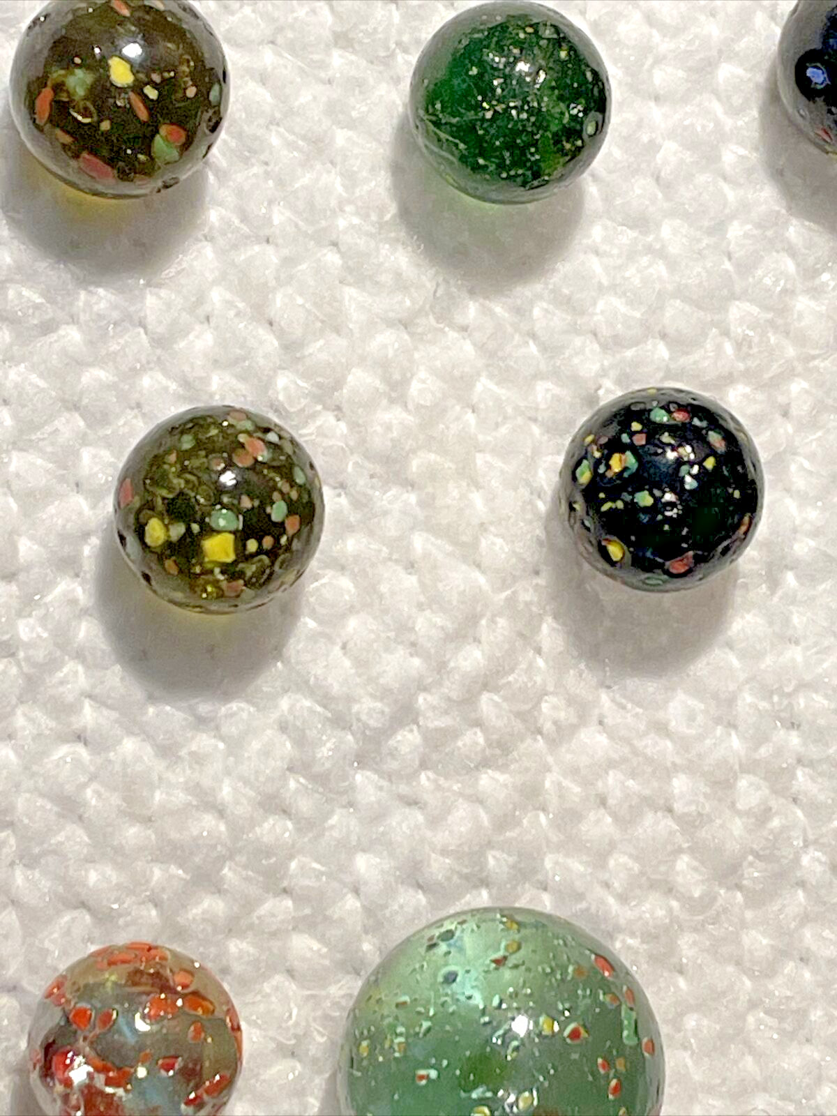 33 Glass Marbles Vintage Confetti Clear Speckled Multicolor Bumpy Vintage Mixed