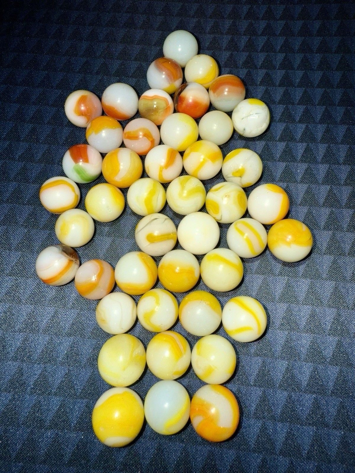 VTG Akro Agate Alley Peltier Rainbow Yellow Glass Marbles Lot of 44