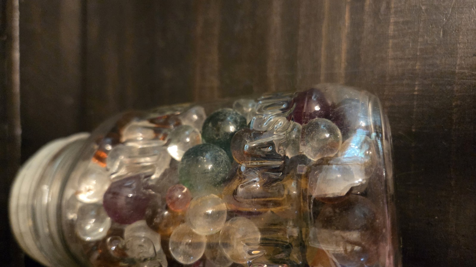 2 lbs Of Vintage Marbles In Atlas Jar Mixed Size & Color