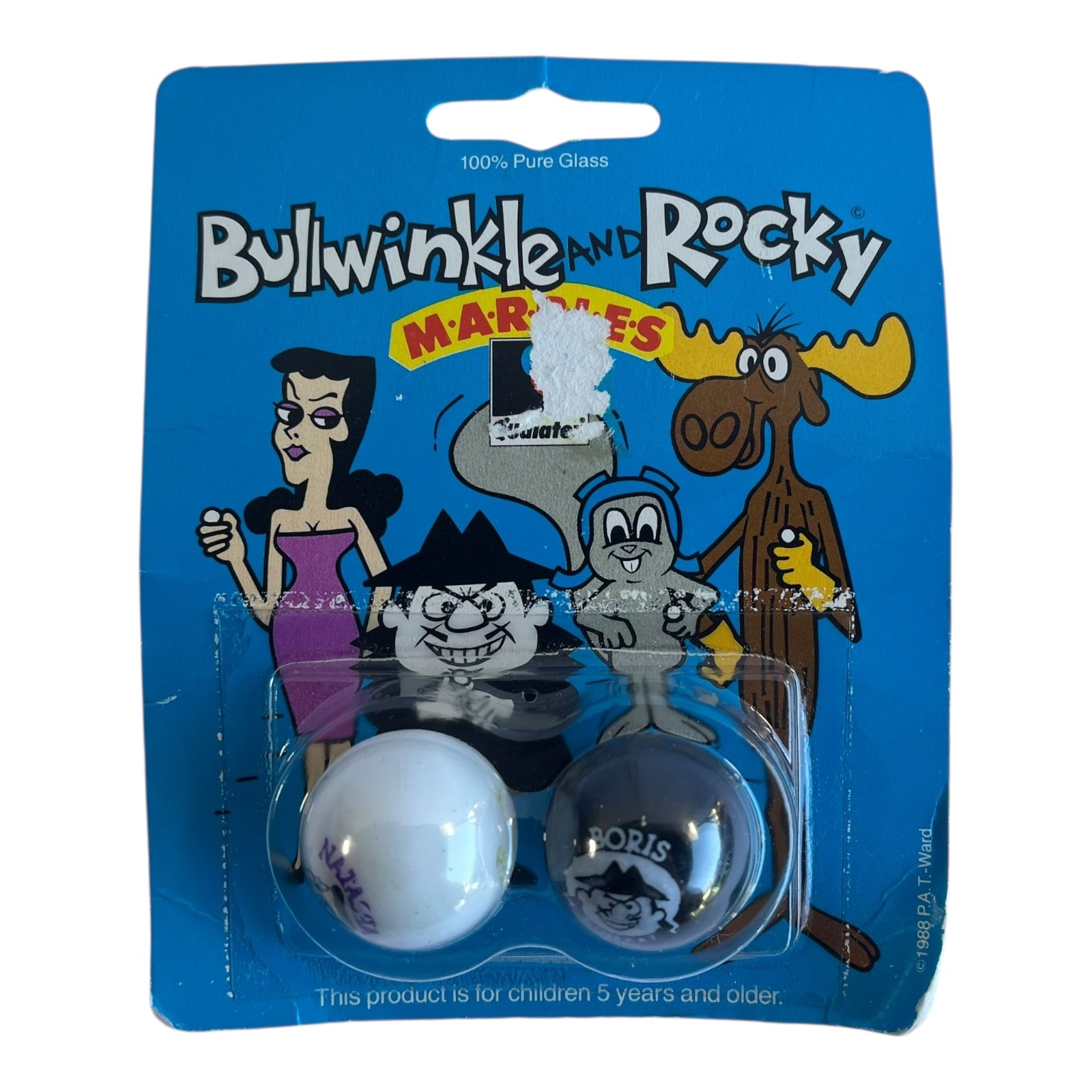 1988 Bullwinkle & Rocky Moosion Impossible Marbles 100% Pure Glass New Other