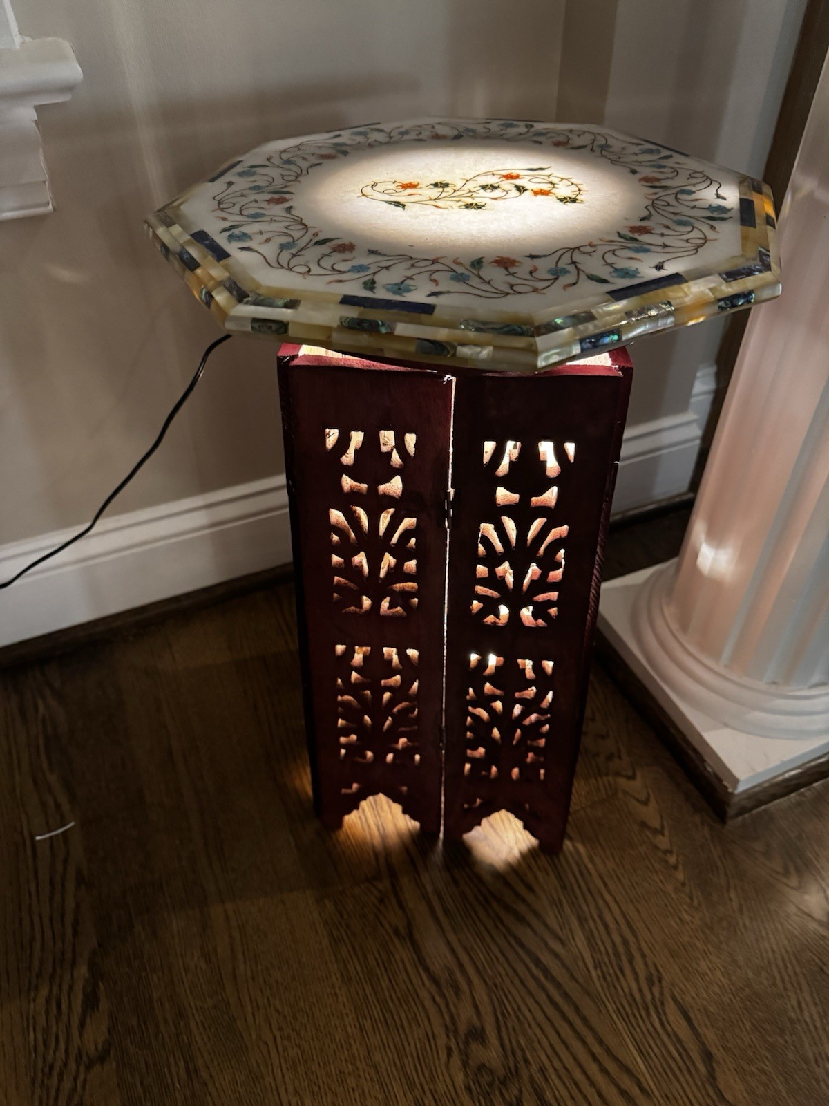 Hand Carved Agra Marble Inlay Table Top Marble Called White Makrana Marble
